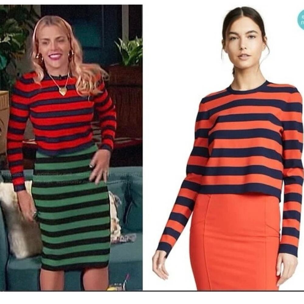 NWT Veronica Beard Broome Striped Knit Top Red Navy Long Sleeve XS Preppy Bold